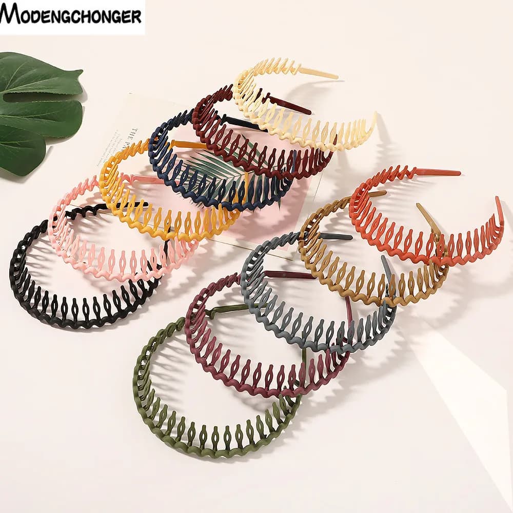 Moda semplice copricapo tinta unita pettine per capelli in resina fasce per capelli per donna fascia per capelli lunetta con denti accessori per capelli