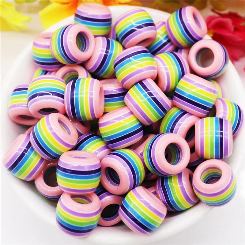 10 pezzi acrilico strisce arcobaleno perline colorate perline con foro grande pendenti per donne ragazza creazione di gioielli bracciali collane portachiavi