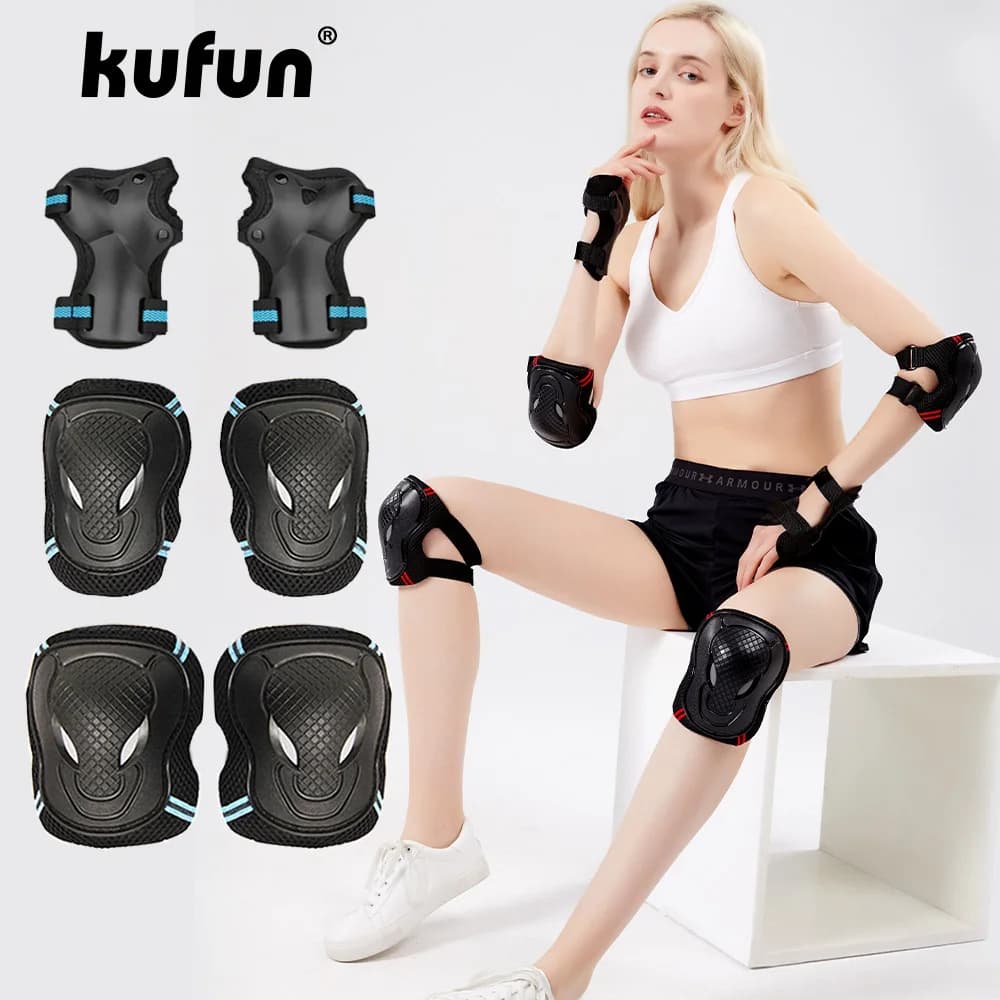 Kufun ginocchiere gomitiere equipaggiamento protettivo Longboard Skateboard adulto bambini bicicletta Inline Roller Skate Protector set Scooter per bambini
