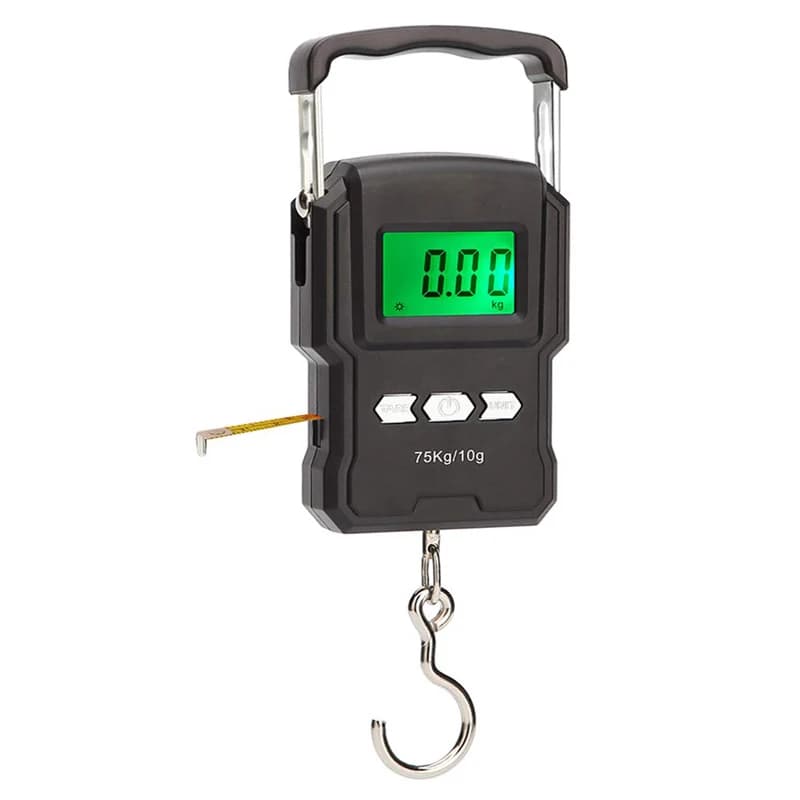 Bilancia elettronica digitale 75kg 10g Bagagli da pesca Bilancia sospesa Ponderazione Steelyard Gancio Peso da cucina con metro a nastro