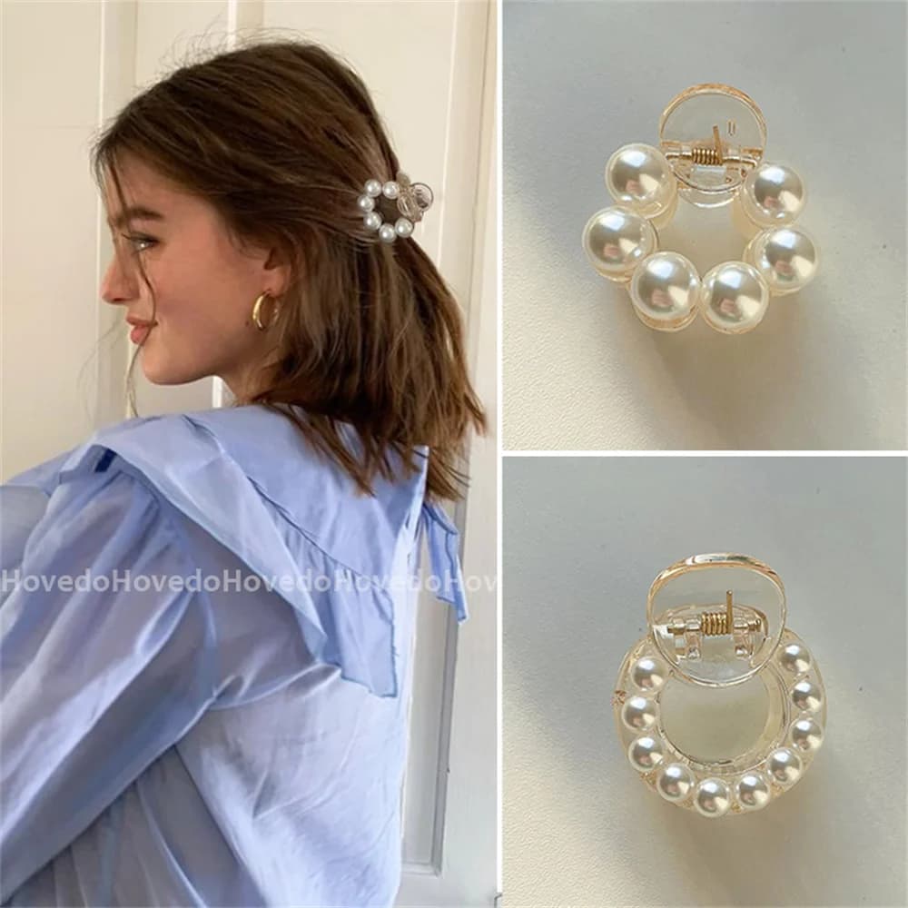 Dolce mini fermagli per capelli con perle rotonde per donne ragazze artiglio per capelli mollette chic artiglio forcine per granchio styling accessori per capelli moda