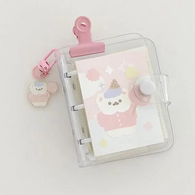 Mini quaderno a spirale a 3 fori pianificatore di raccoglitori a fogli mobili a 3 fori diario in PVC trasparente accessori per sacchetti con cerniera in carta PP