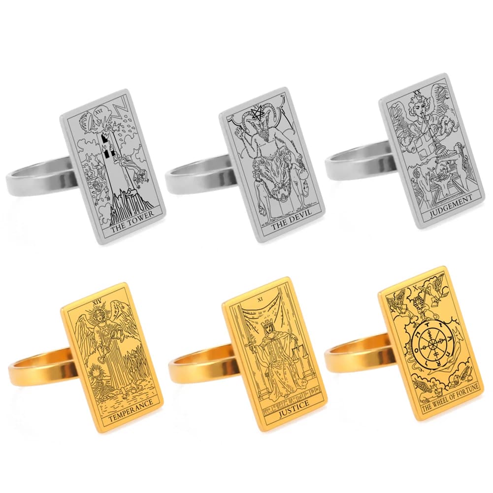 Dawapara Anello tarocchi Donna Gioielli in acciaio inossidabile Astrologia Amuleto Carta Coppia Anello Regalo di anniversario