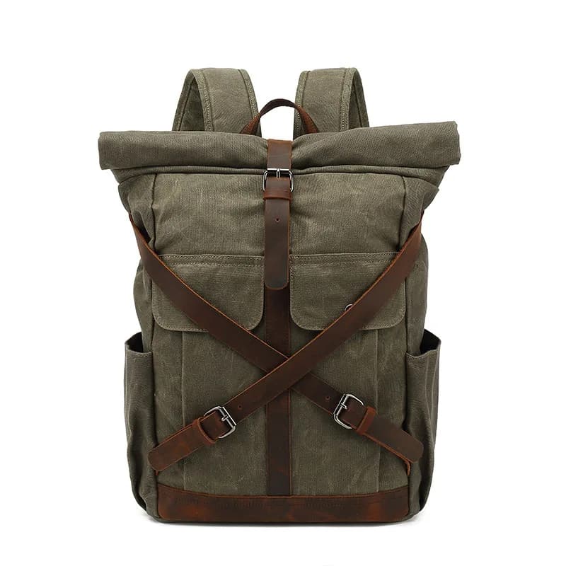 Zaino in tela cerata vintage impermeabile Zaini da uomo Zaino per il tempo libero Borse da scuola da viaggio Zaino per laptop Borse a tracolla da uomo