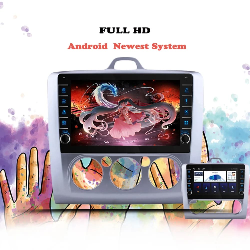 Android 14.0 8G Ram Autoradio Per Ford Focus 2004 2005 2007 2009 2011 Autoradio Video Lettore DVD GPS Navi Registratore a nastro HU RDS