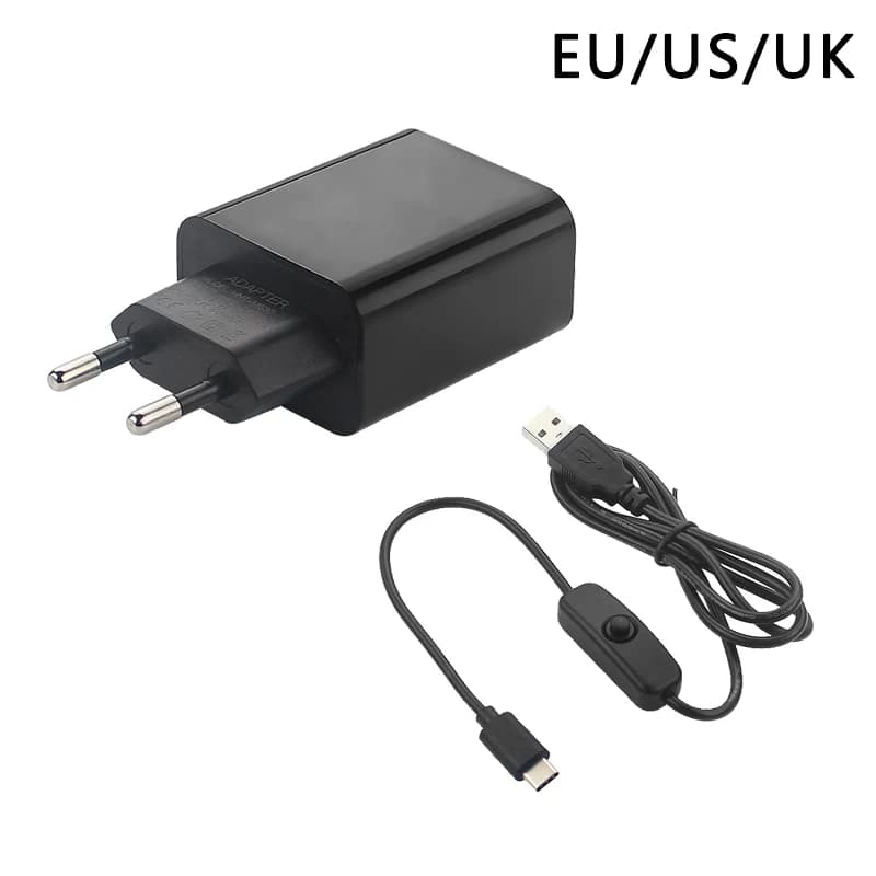 Raspberry Pi 4 Power Adapter 5V 3A EU US UK ON USB Type C Cable with ON/OFF switch for Pi 4 Orange Pi 3 4 LTS