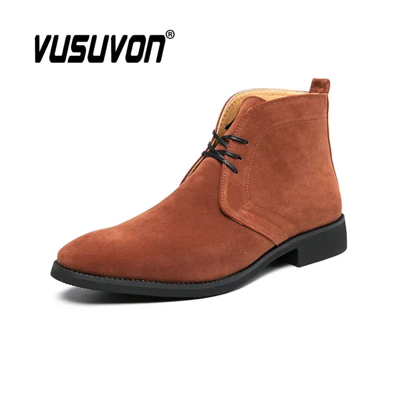 Stivale da uomo in pelle scamosciata Moda Inverno Autunno Primavera Stivale alto Homme Caviglia con lacci 38-48 Scarpe derby di grandi dimensioni