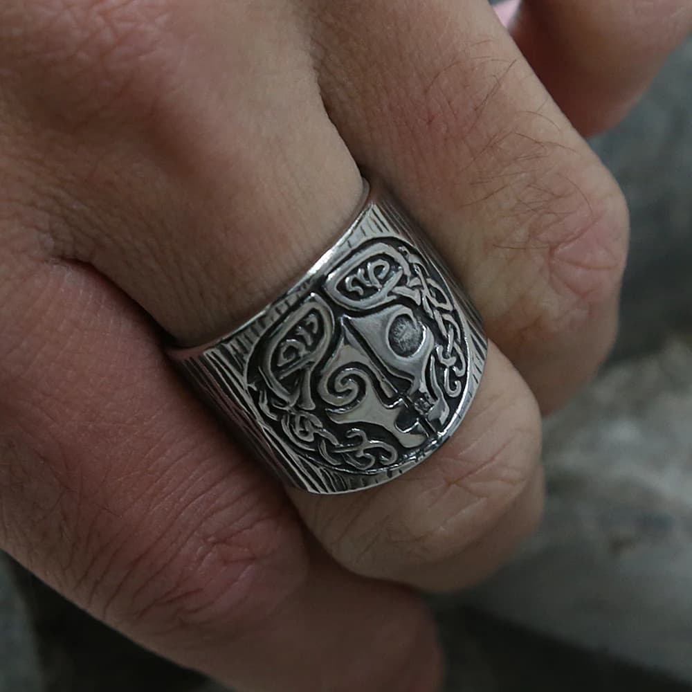 Vintage Nordic mythic Goddess Hel Ring uomo Viking Hera rune anello amuleto celtico in acciaio inossidabile gioielli pagani