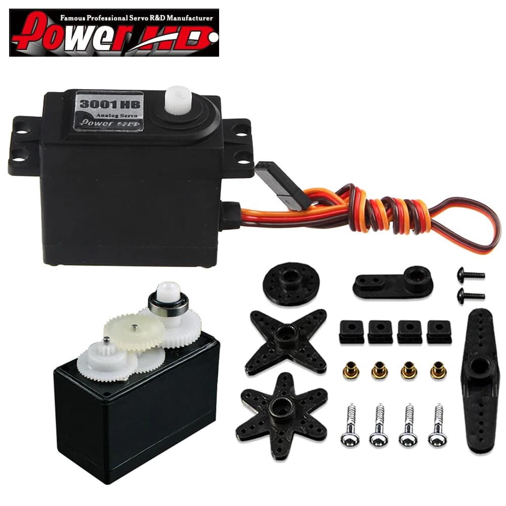 Power HD HD-3001HB 4.8V-6.0V 4.4KG Servo analogico con ingranaggio in plastica compatibile con Futaba JR per accessori per elicotteri Buggy per auto RC