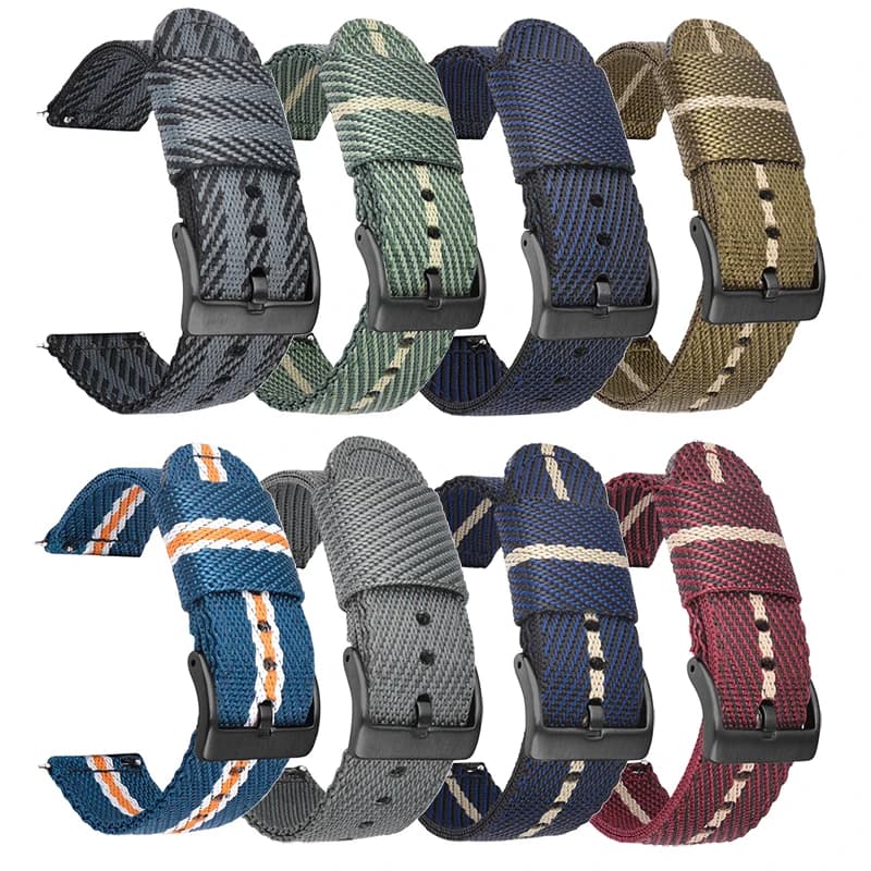 Cinturino in Nylon intrecciato 18mm 20mm 22mm 24mm fibbia in acciaio inossidabile a sgancio rapido bracciale di ricambio per cinturino da polso accessori per orologi