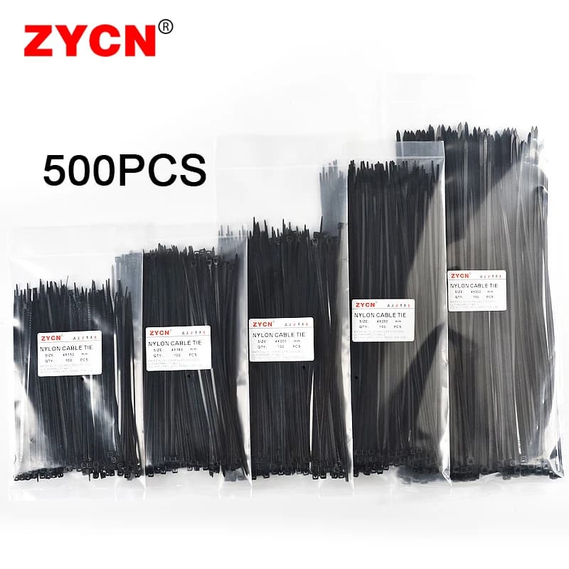 Fascette per cavi in nylon autobloccanti da 500 pezzi Set 3.5*250 4.5*300 Filo con zip in plastica 4-6-8-10-12 pollici Avvolgimento Rilegatura fissa ad alta resistenza