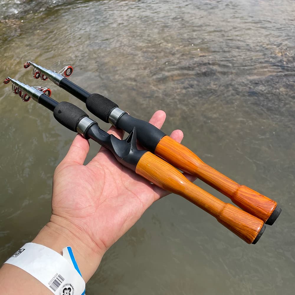 Canna da pesca con esca 1.3m 1.6m 1.8m Casting Spinning in carbonio Baitcasting Mini canna da richiamo da viaggio leggera corta