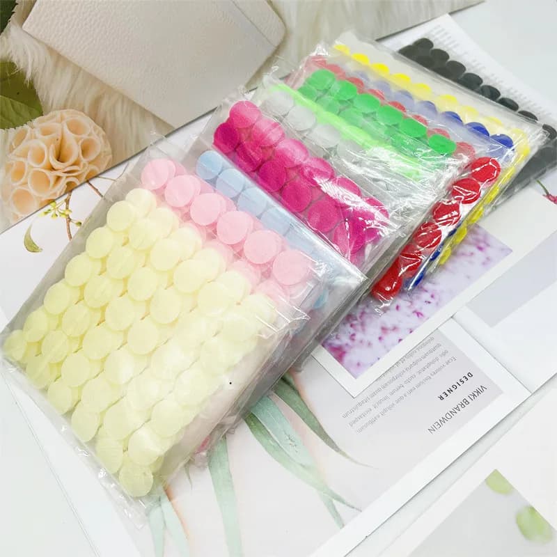 102Pairs 15mm Color Adhesive Fastener Tape Dots Hooks And Loops Magic Sticker Round Strong Self Adhesive Dual Lock Tape