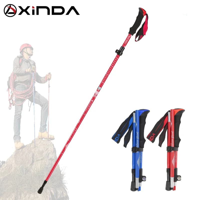 XINDA Folding Trekking Poles Aluminum Alloy Ultralight Quick Lock Walking Stick Woman Man Hiking Running Nordic Walking Pole