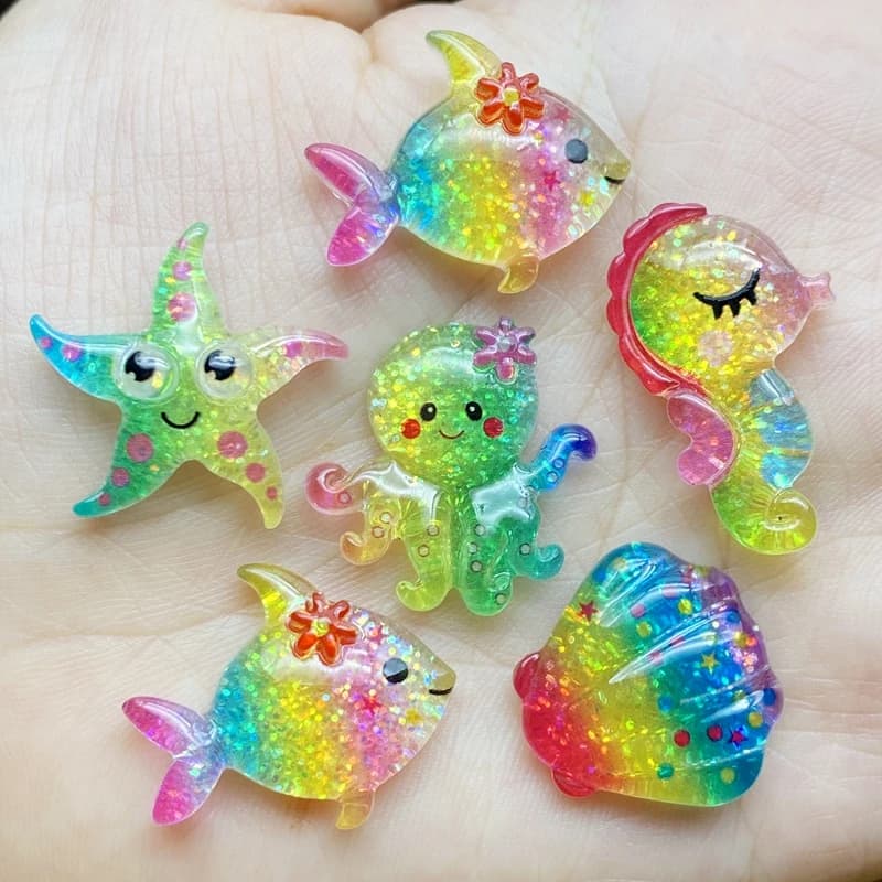 10/20 Pz Carino Resina Mini Brillante Serie Oceano Cabochon con retro piatto Scrapbooking Gioielli FAI DA TE Decorazione Mestiere Accessori F72