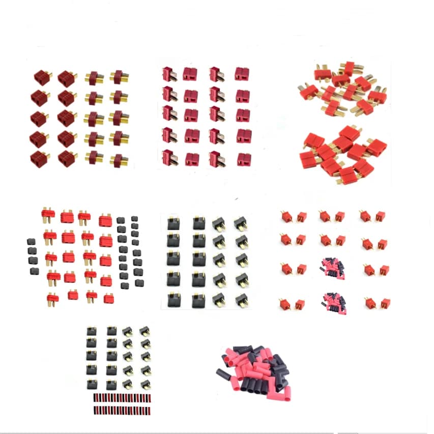 10 paia 20 pezzi Amass nero antiscivolo Deans rosso Mini Deans stile T spina maschio femmina con termorestringente per motori RC Lipo batteria ESC