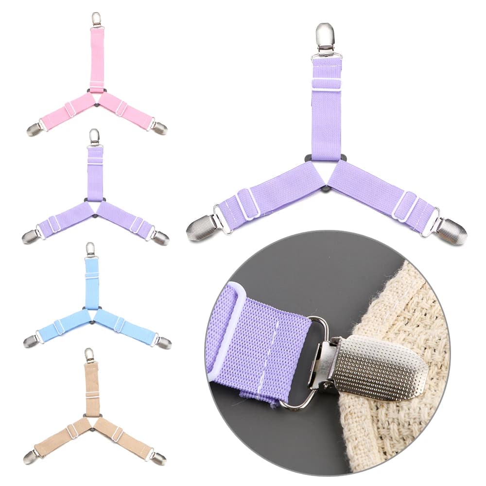 Fissaggio per cintura elastica regolabile Supporto per biancheria da letto Cinghie antiscivolo Pinze Lenzuola Fibbia Clip per materasso Clip per letto Trapunta