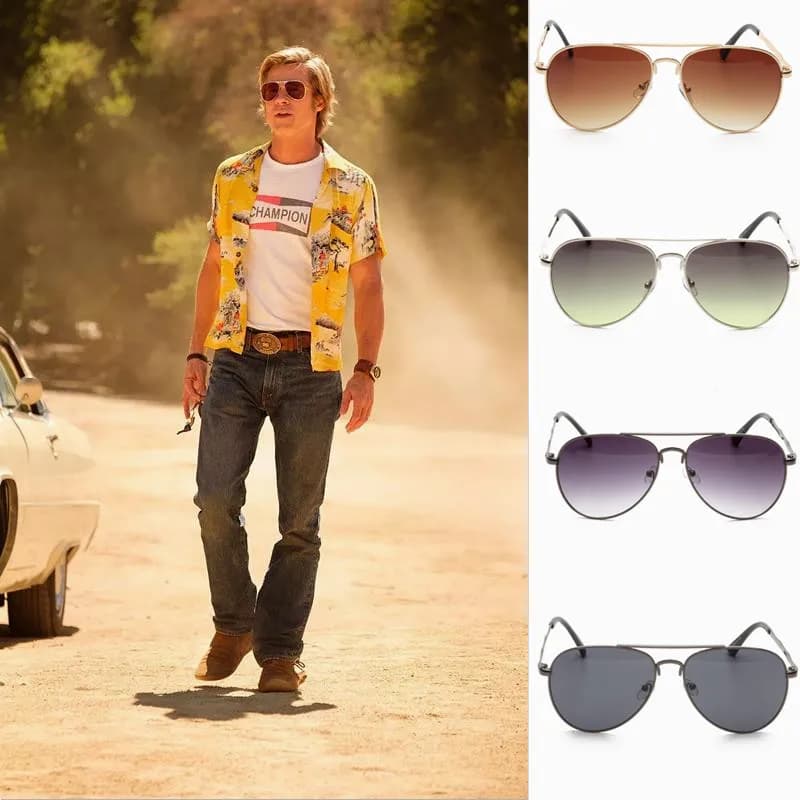 New Once Upon a Time In Hollywood Accessories Cosplay Cliff Stand And Rick Dalton Sunglasses Women Of Metal Men + PC Glasses Scene Objects