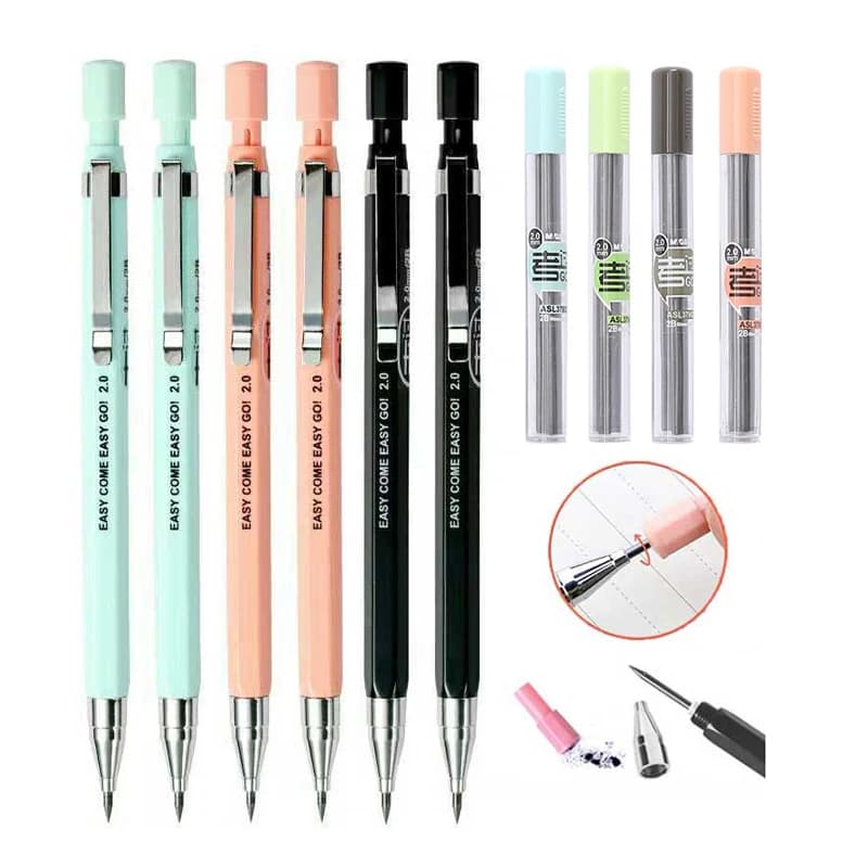 2.0mm Mechanical Pencil Set Creative Pencil Rod Refill for Shool Office Writing Supplies Kids Girl Exam Spare Korean Stationery