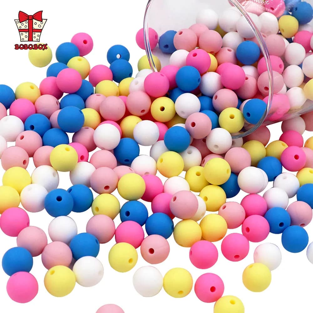 BOBO.BOX 50 pz/lotto Perline di Silicone 12mm Ecologico Sensoriale Dentizione Collana Food Grade Mamma Allattamento Gioielli FAI DA TE Massaggiagengive per bambini