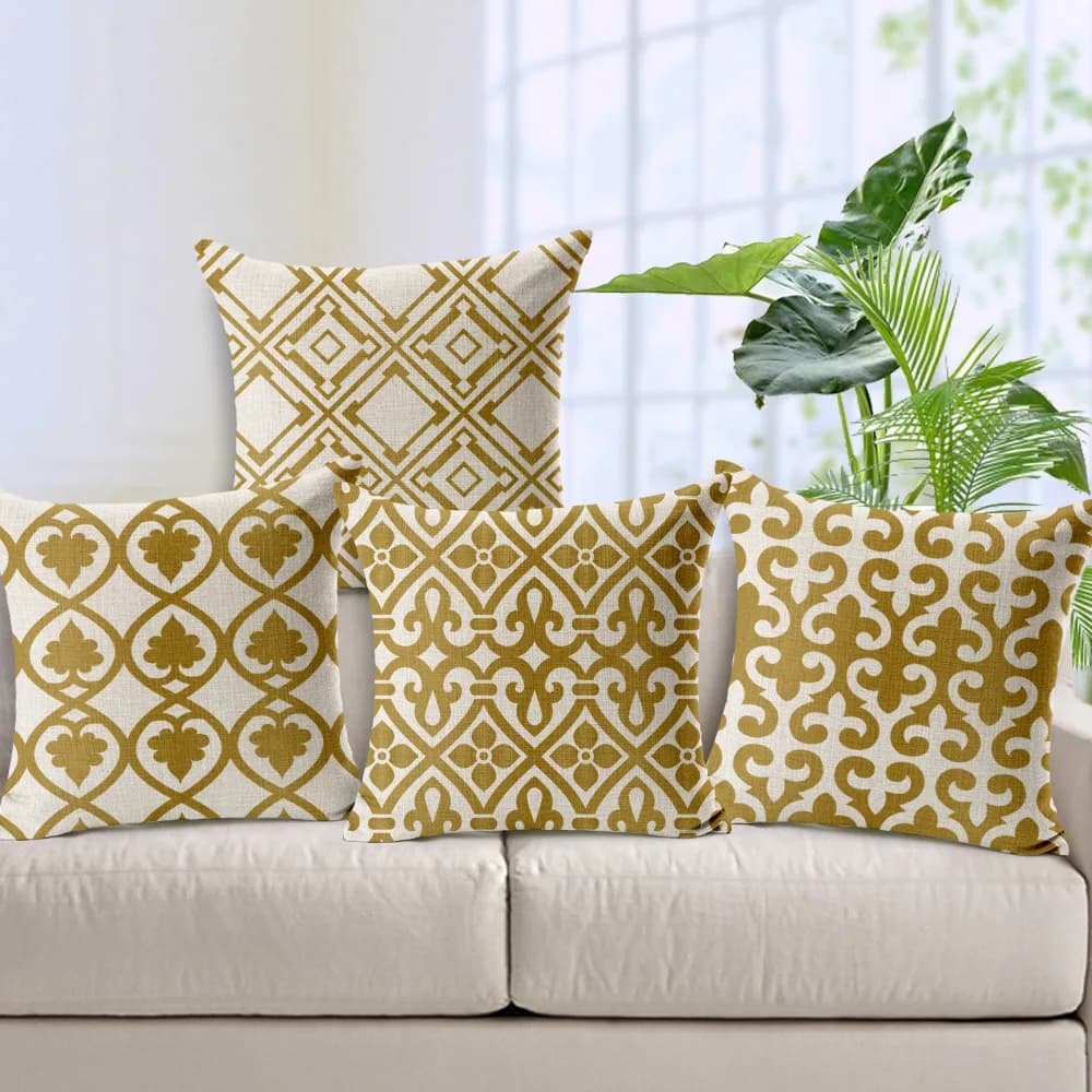 Cuscino geometria pura federa Nordic Golden Yellow cuscini geometrici sedia da casa divano cuscino decorativo personalizzato