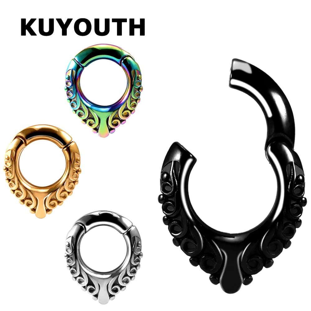 KUYOUTH Elegant Dilators for Stainless Steel Earrings with Water Drop and Flower Pattern, Body Piercing Jewelry, Set of 2 Pieces