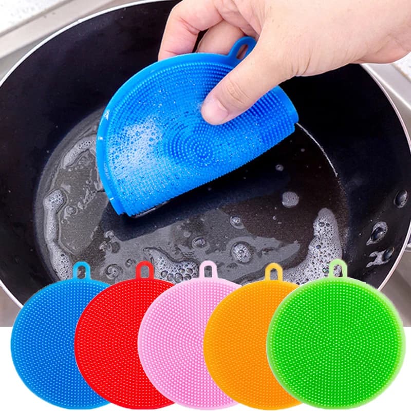 1Pc Spazzola in silicone multifunzionale Spazzole per piatti da cucina Tappetino in silicone Tampone per approvvigionamento Spazzola per pulizia ciotola per frutta e verdura