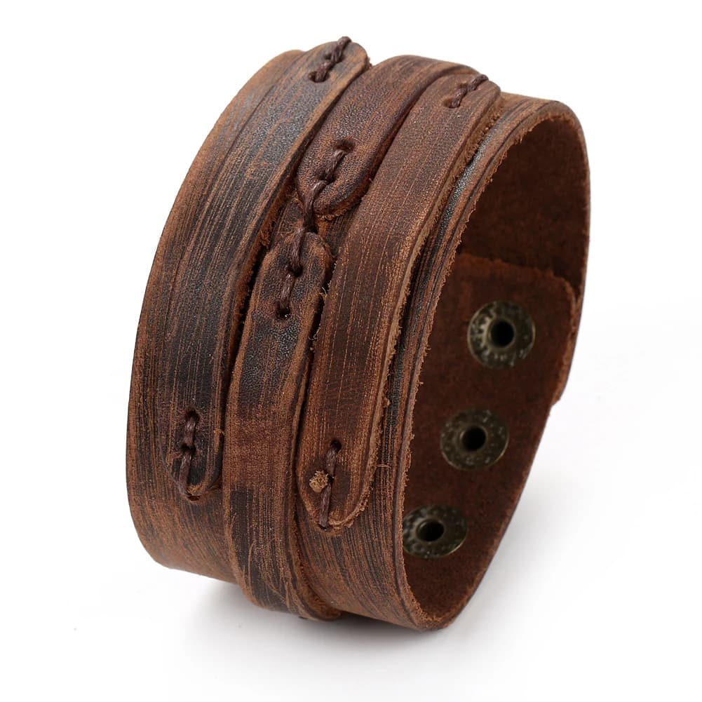 Gioielli di tendenza Bracciale in vera pelle liscia intrecciata fatta a mano vintage da uomo Polsino personalizzato Bracciale largo in pelle cuir homme