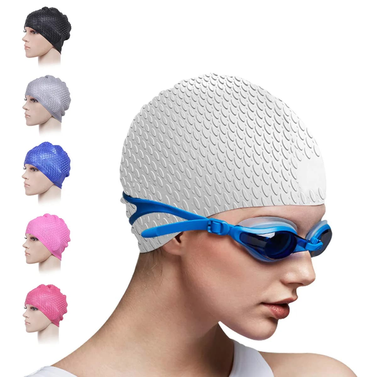 Women's Waterproof Swimwear Set of Women's Headphones in Silicone Long Hair Hat Swim Big Man Natacion Diving Glasses Equipment 2022
