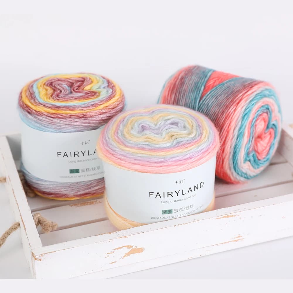 4 pezzi filato per torta sfumato arcobaleno autunno inverno maglione sciarpa cappello per maglieria a mano gancio Bar ago filato di lana medio Fine 100g/palla