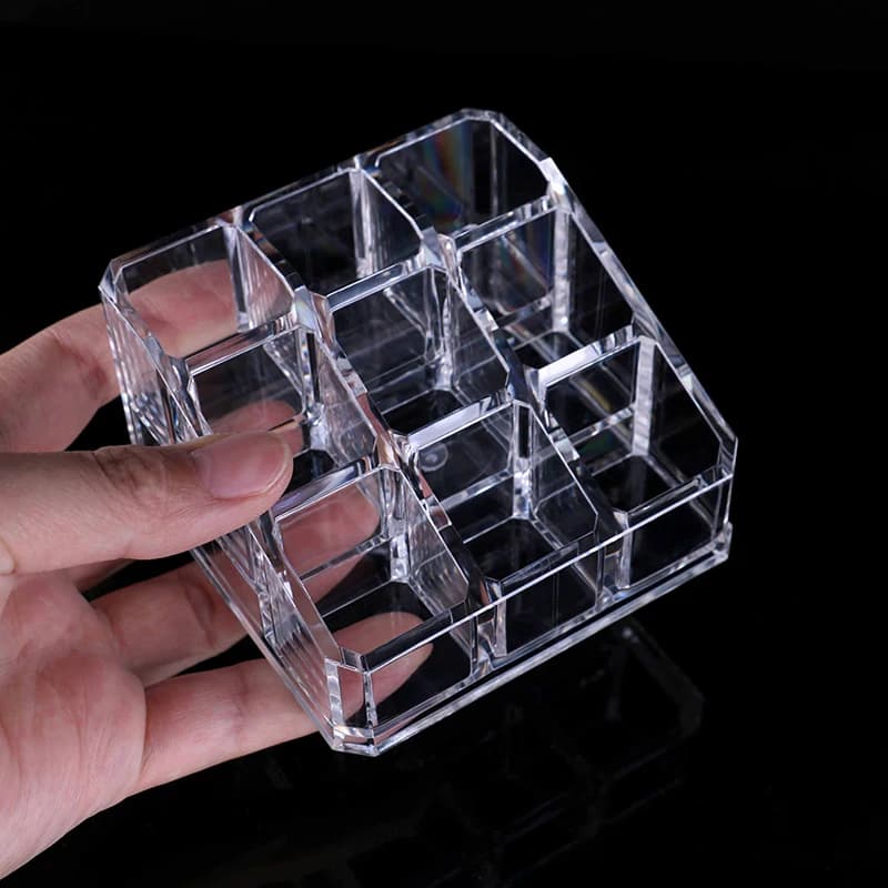 9 griglie Cosmetici Casella di Visualizzazione Del Basamento make up Bagagli Della Cassa del Rossetto Contenitore di Monili Della Cassa Del Supporto Acrilico di Trucco Dell'organizzatore Di Immagazzinaggio Box