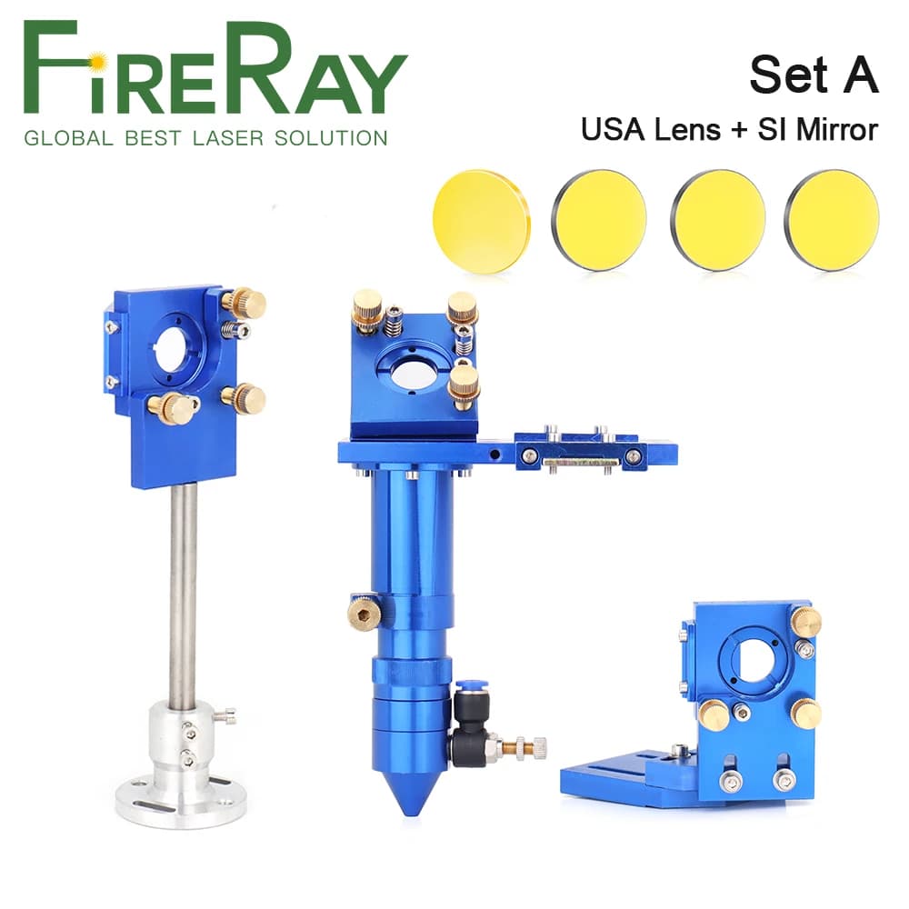Set of laser heads Co2 Fireray 25 mm reflective mirror and focus lens 20 mm integrated support for laser engraving machine Co2