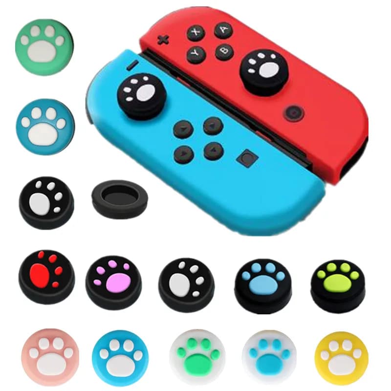 2 pezzi Zampa di gatto Silicone Thumb Stick Grip Cap Joystick Pulsante Custodia Cover per Nintendo Switch Lite NS Joy-Con Wii Gamepad Controller