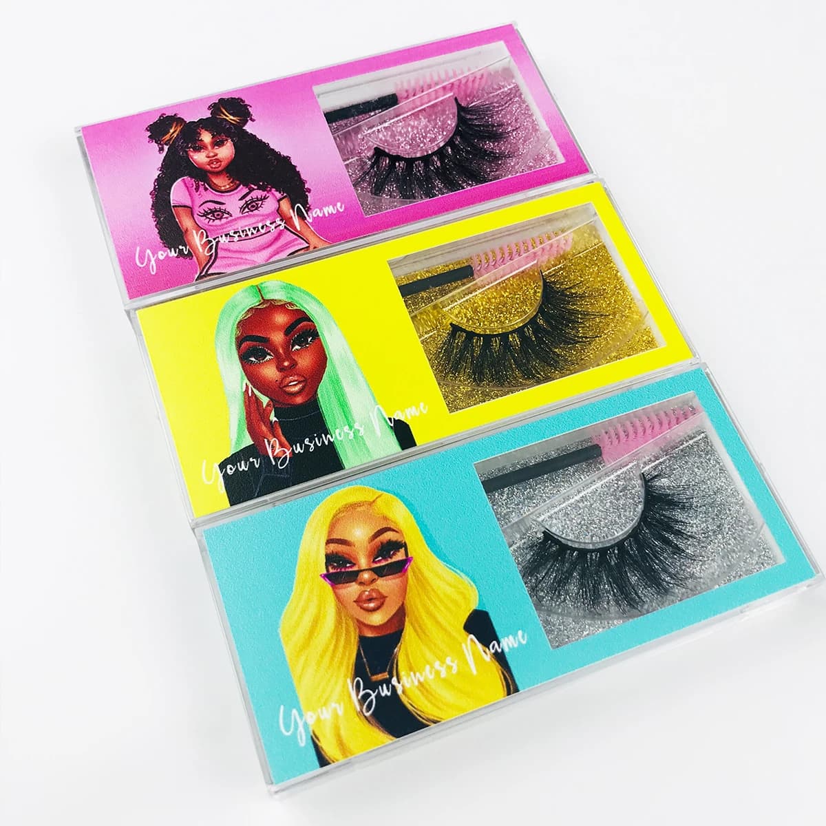 Wholesale 3d Faux Eyelashes Cases Pack for Eyelashes Custom Eyelash Boxes with Facial Eyelashes