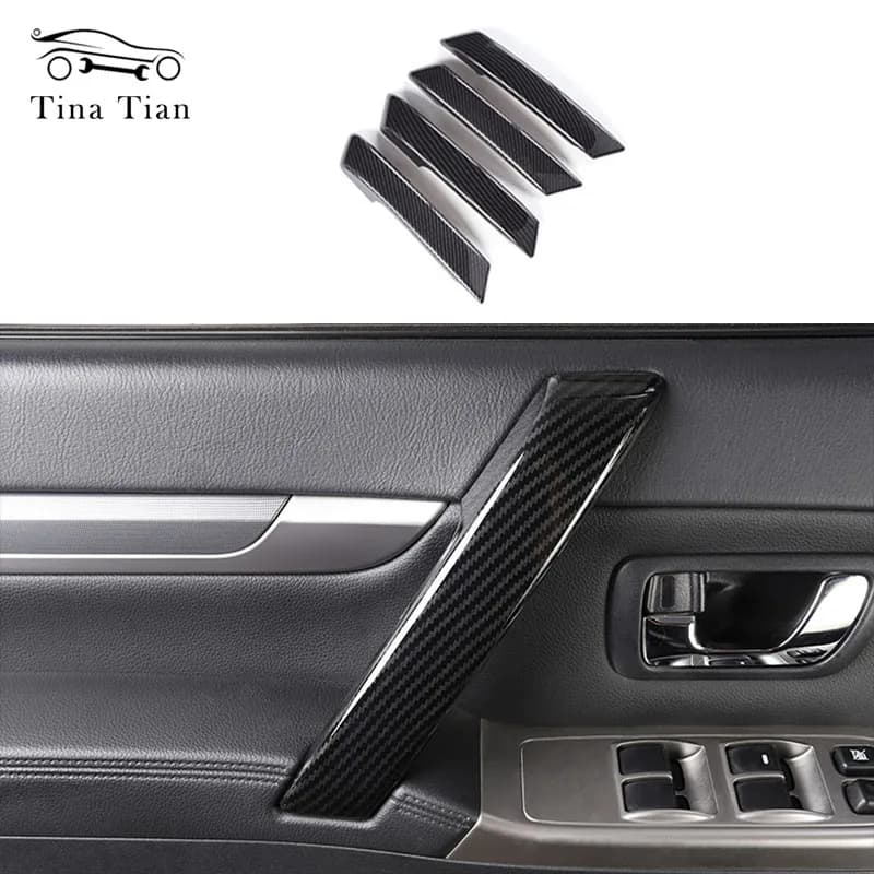 4 pezzi per Mitsubishi PAJERO 2007 -2019 Ricambi auto Copertura maniglia porta laterale colore fibra di carbonio