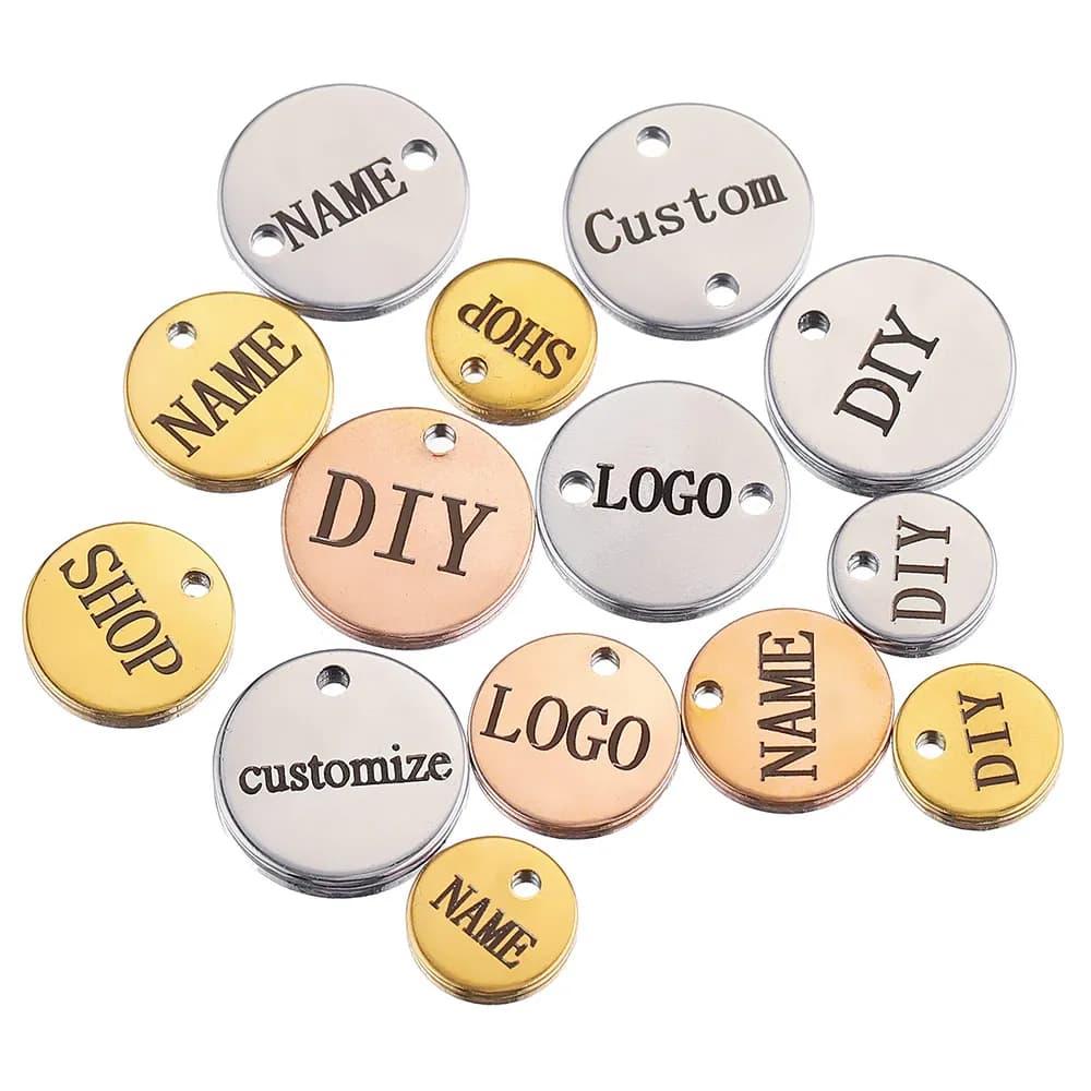 100 custom pieces with custom laser engraving named LOGO in stainless steel custom stainless steel blank dog tags wholesale