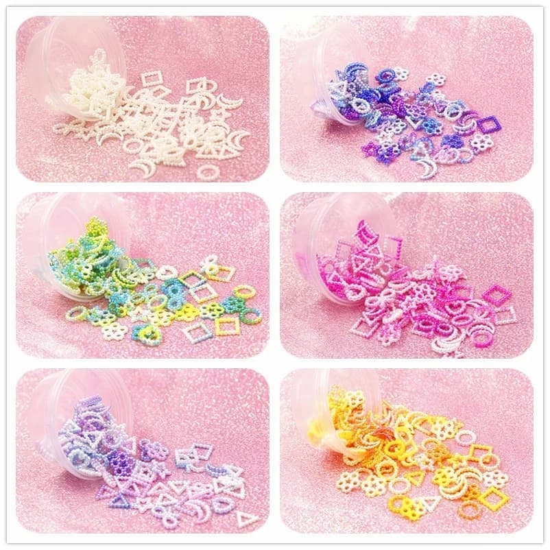 Unicorno assortito Colore ABS Perla Fiocco Cuore Cabochon con retro piatto Resina fai da te Shaker Charms Stampi Roba Luna Stella Slime Riempimenti