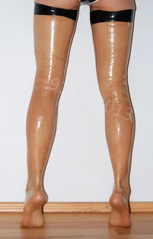 Hand made transparent fetish with black finishes Unisex shoe in latex Skirts long high thighs Halloween club