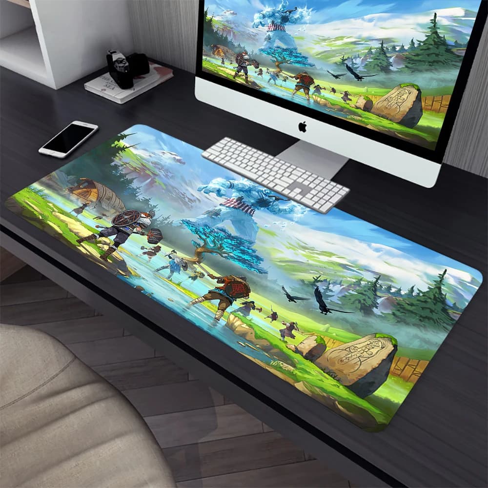 Tribes of Midgard Tappetino per mouse da gioco di grandi dimensioni Tappetino per mouse per computer PC Gamer Tappetino per mouse per laptop Mausepad per ufficio Tappetino per tastiera XXL Tappetino per scrivania
