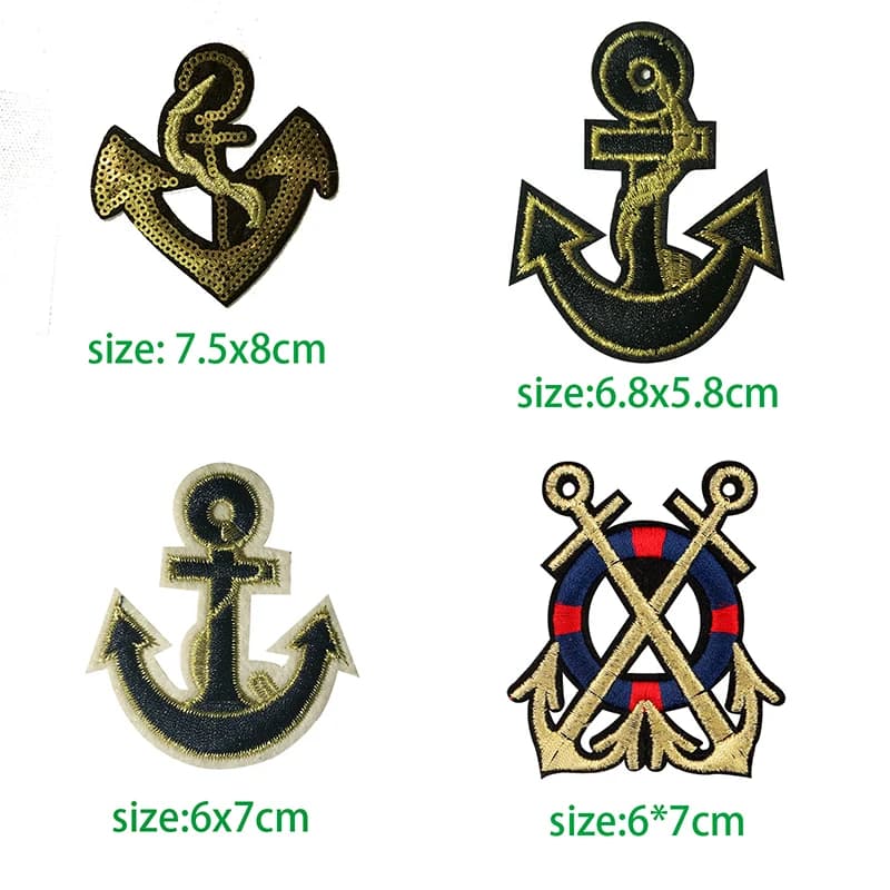 Patch di Applique ricamate icona di paillettes di ancoraggio della nave di moda per abbigliamento ferro fai da te sul distintivo sullo zaino
