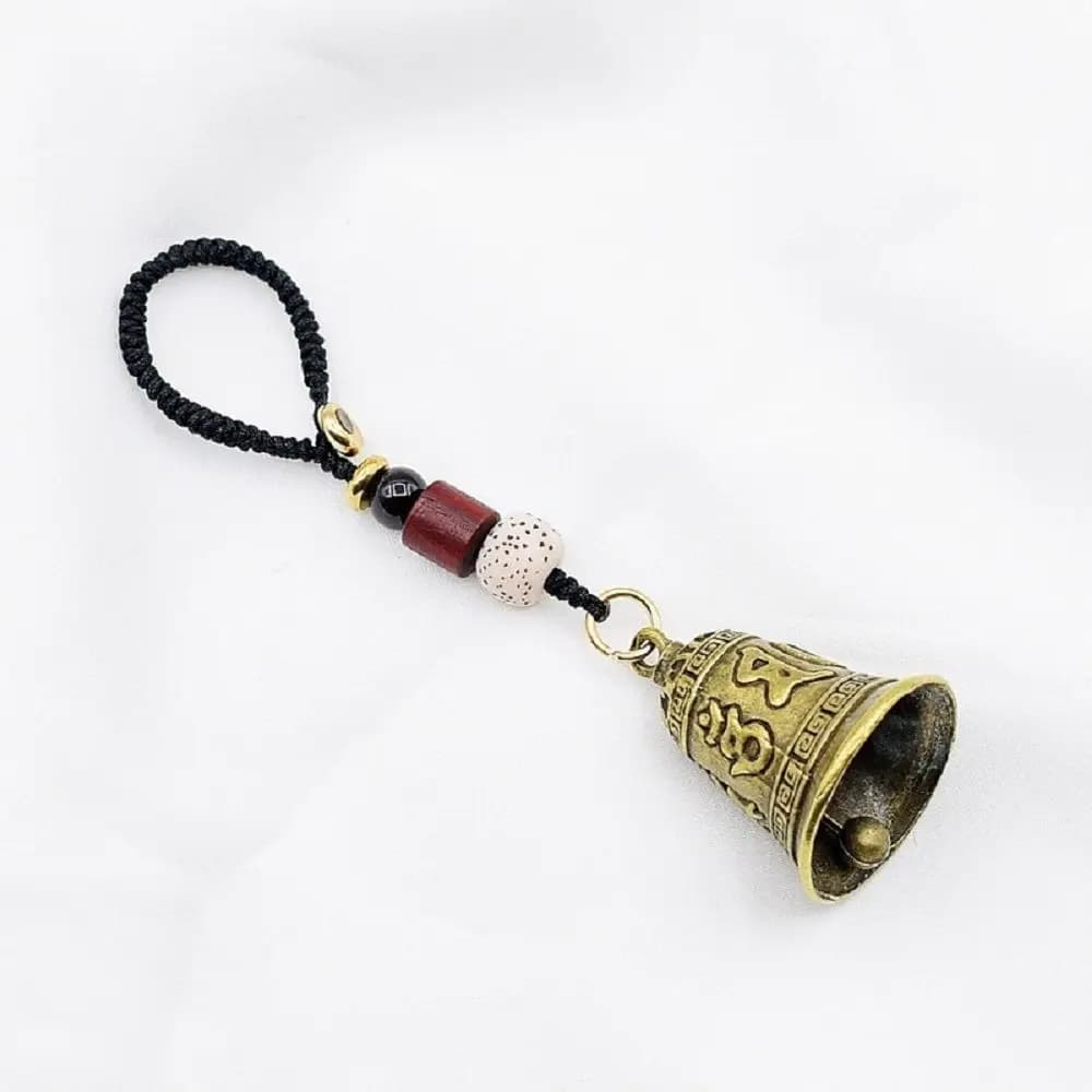 Lanyard Keyring Handmade Woven Rope Keychain Chinese Style Tibetan Buddhism Six-word Mantra Bell Keychains Vintage
