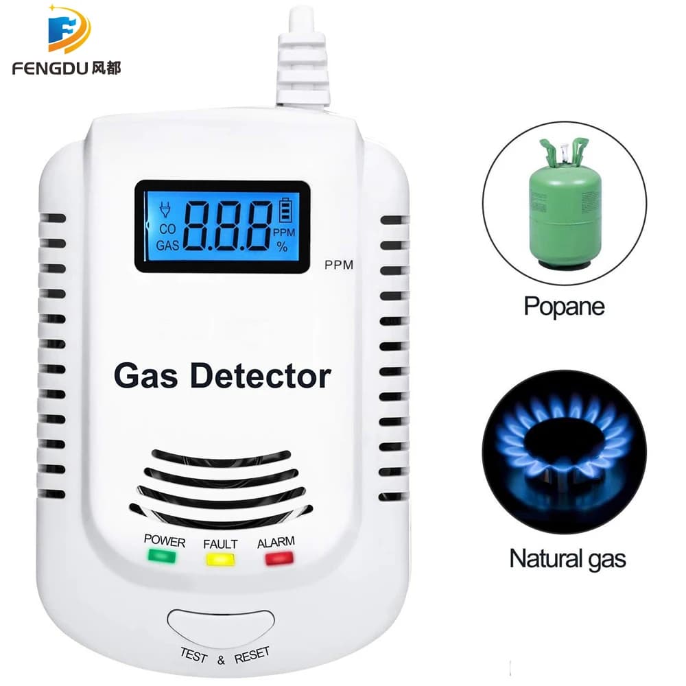 RILEVATORE GAS Avviso vocale Kit allarme cucina Spina europea indipendente Display LCD naturale combustibile Allarme SENSORE GIOCATICO GAS