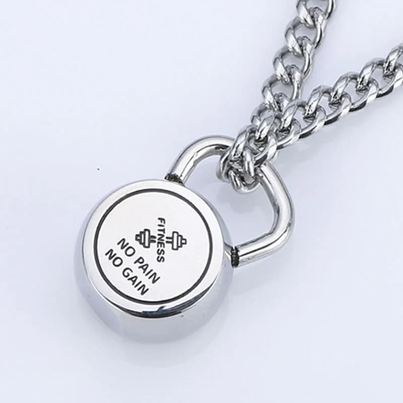 Men's Fitness Kettlebell Pendants Stainless Steel Chain Jewellery Necklace Hip Hop Simple Women's Necklace Wholesale