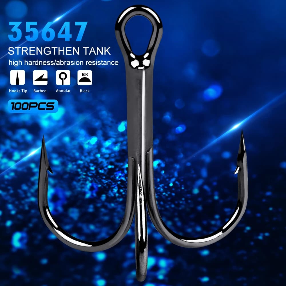100Pcs High Quality Super Sharp Anchor Hook, Size #1-14# Sea Fishing Hooks Treble Hook Triple Hooks For Fishing Anzol De Pesca