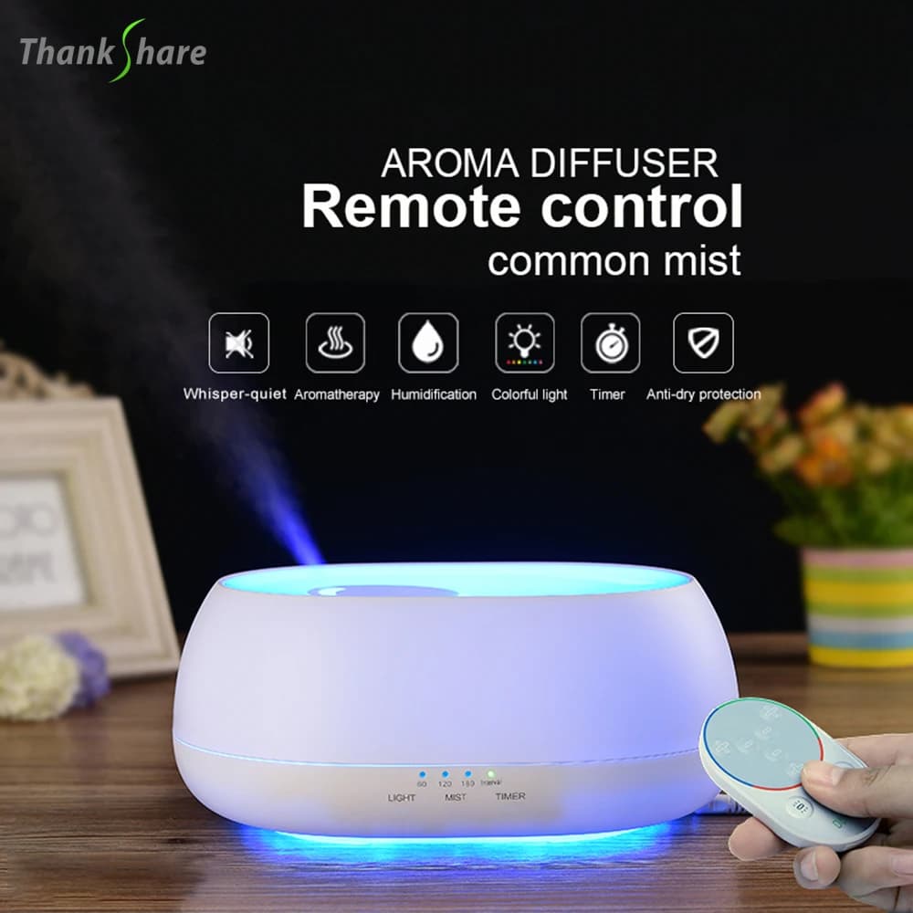 Umidificatore d'aria THANKSHARE con diffusore di aromi effetto legno, luce a 7 colori con telecomando, atomizzatore intelligente per la casa