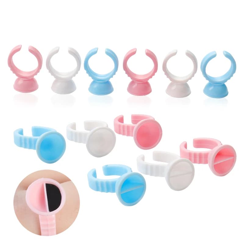 100 pcs Use And Drop Eyelash Fins Collar Cup Pallet Wall decal for Extension Eyelash Holder Tattoo Pigment Tools