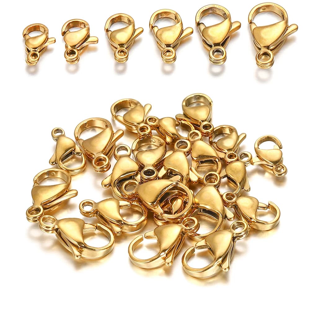 30 pz/lotto 9 10 11 12 13 15mm Oro In Acciaio Inox Aragosta Chiusura Ganci Risultati Connettore Per Creazione di Gioielli FAI DA TE catena di Forniture