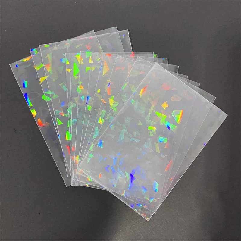 50 pz 62x90mm rotto pietra preziosa vetro arcobaleno stella Laser maniche per carte per YGO Protector pellicola olografica tarocchi pellicola legante