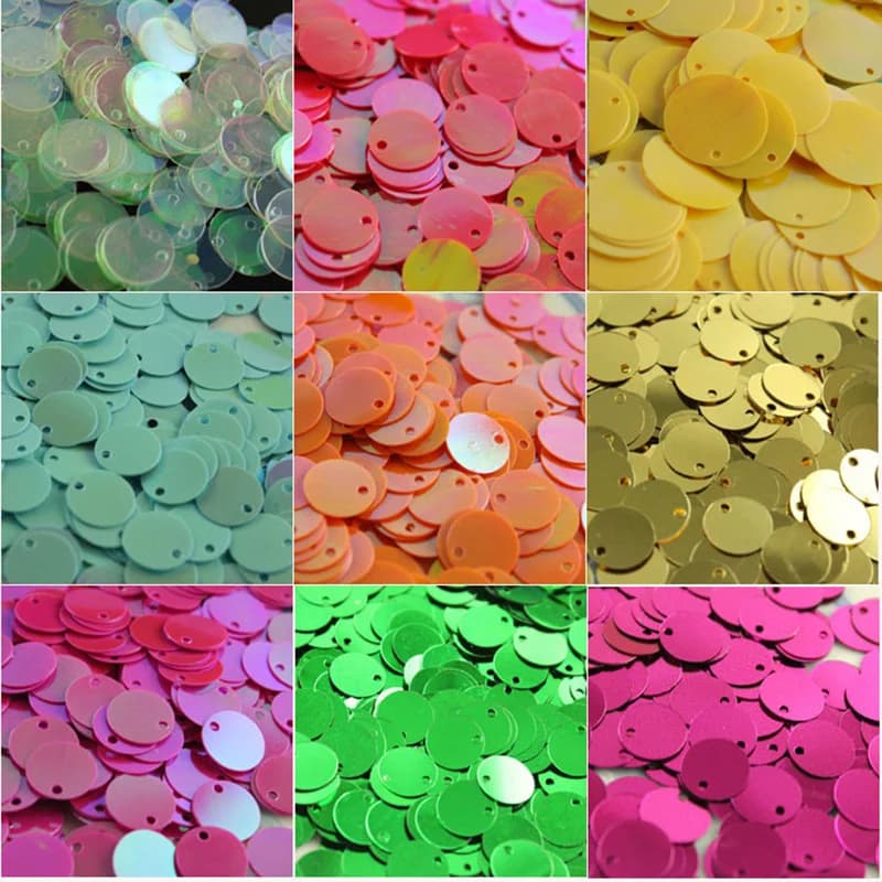 20g 300/700p 10mm 20mm Paillettes colorate PVC Piatto rotondo Paillettes sciolte Paillettes cucito Accessori artigianali per matrimoni con 1 foro laterale
