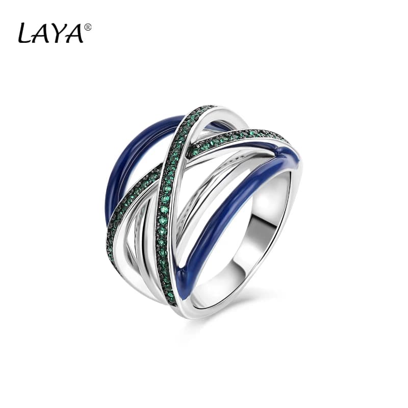 925 Sterling Silver Fashion New Style High Quality Zircon Cross Multi-Line Design Color Enamel Ring Women's Party Luxury Jewelry